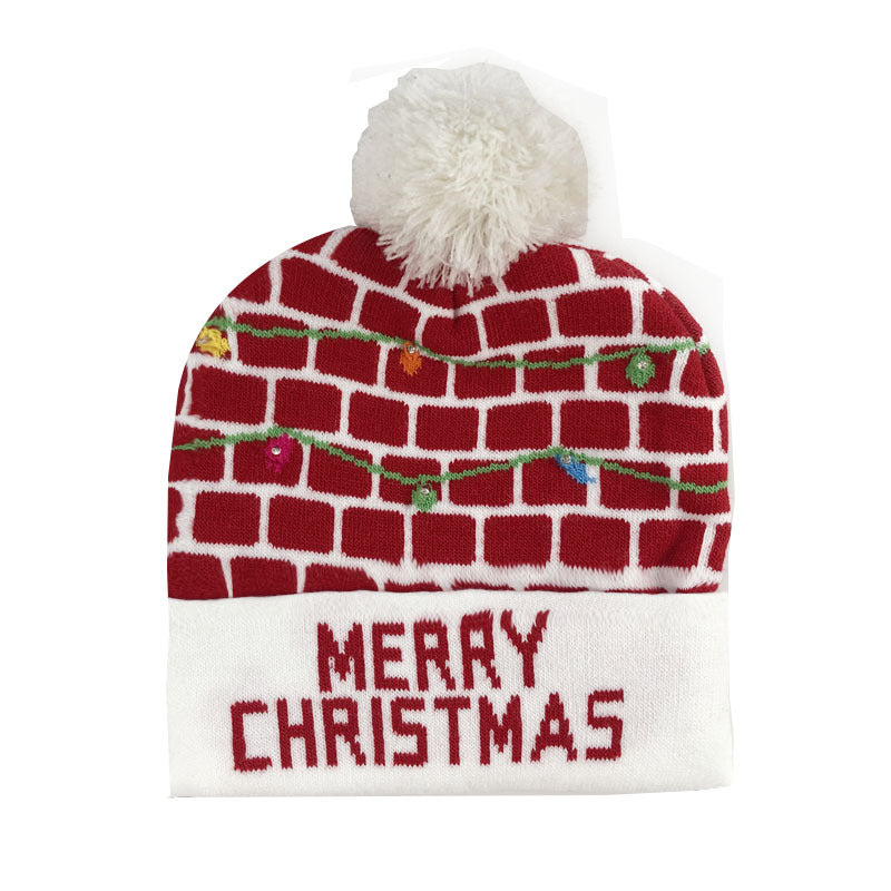 Wholesale Colorful Luminous Knitted Hat Removable Battery LED Light Christmas Hat